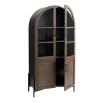 Amira Vintage Walnut And Charcoal Black Arch Display Cabinet